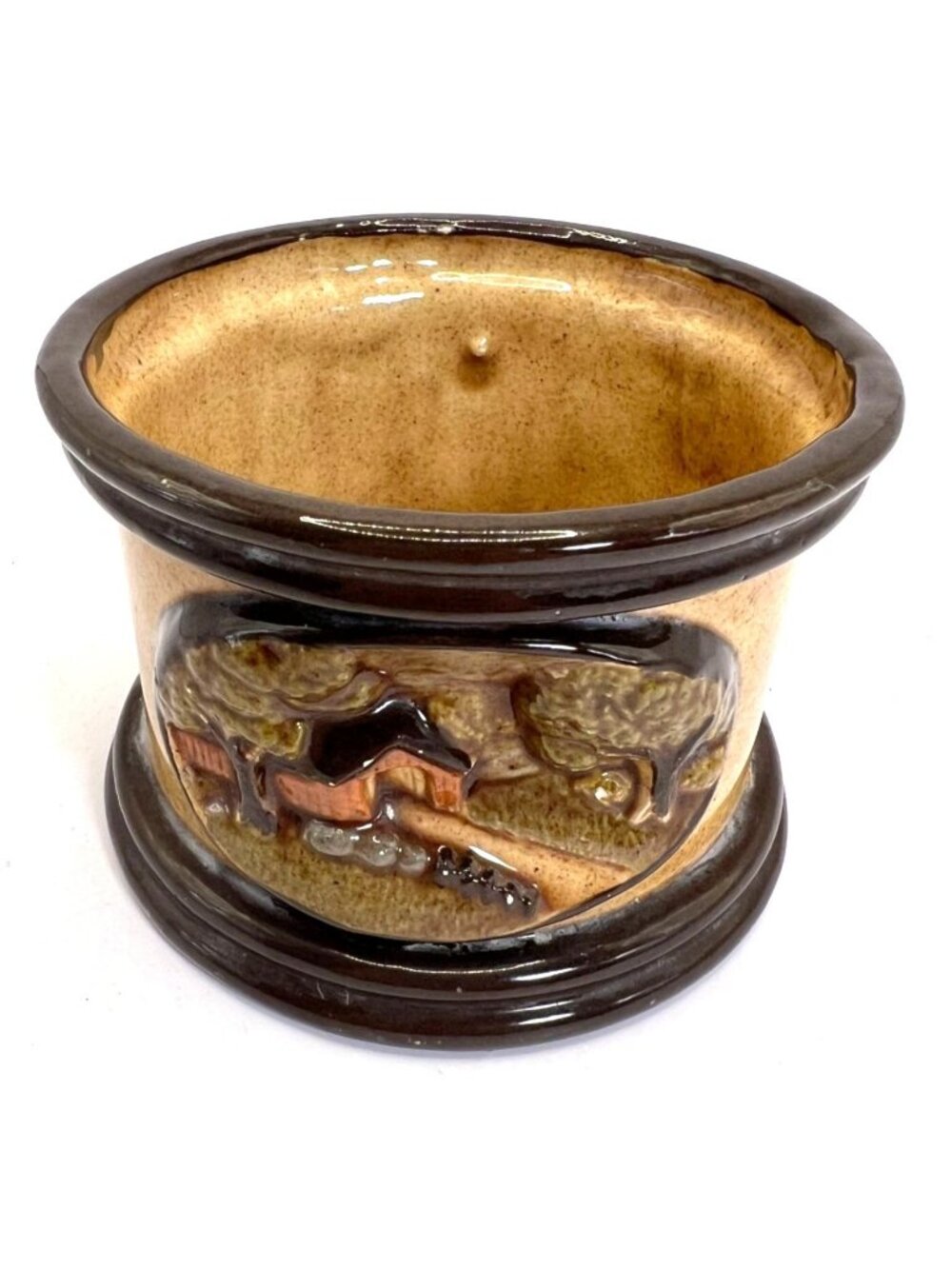 Bowl With Covered Bridge And Forest Scene